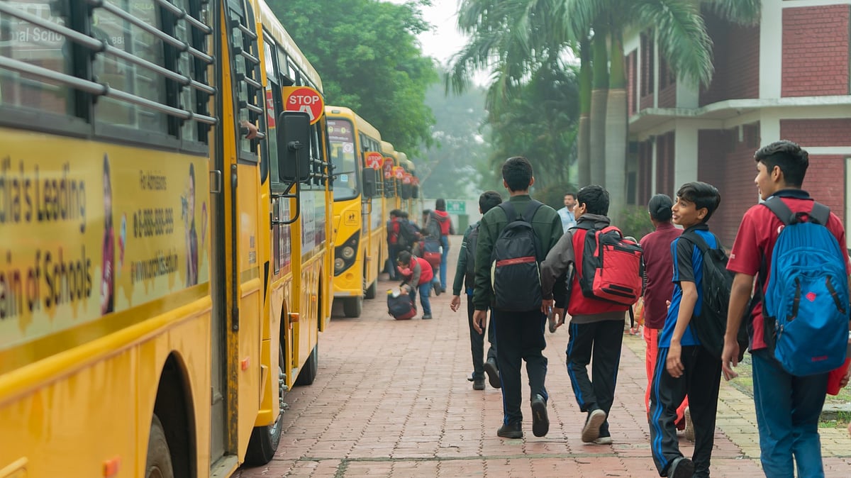 Students arriving at school